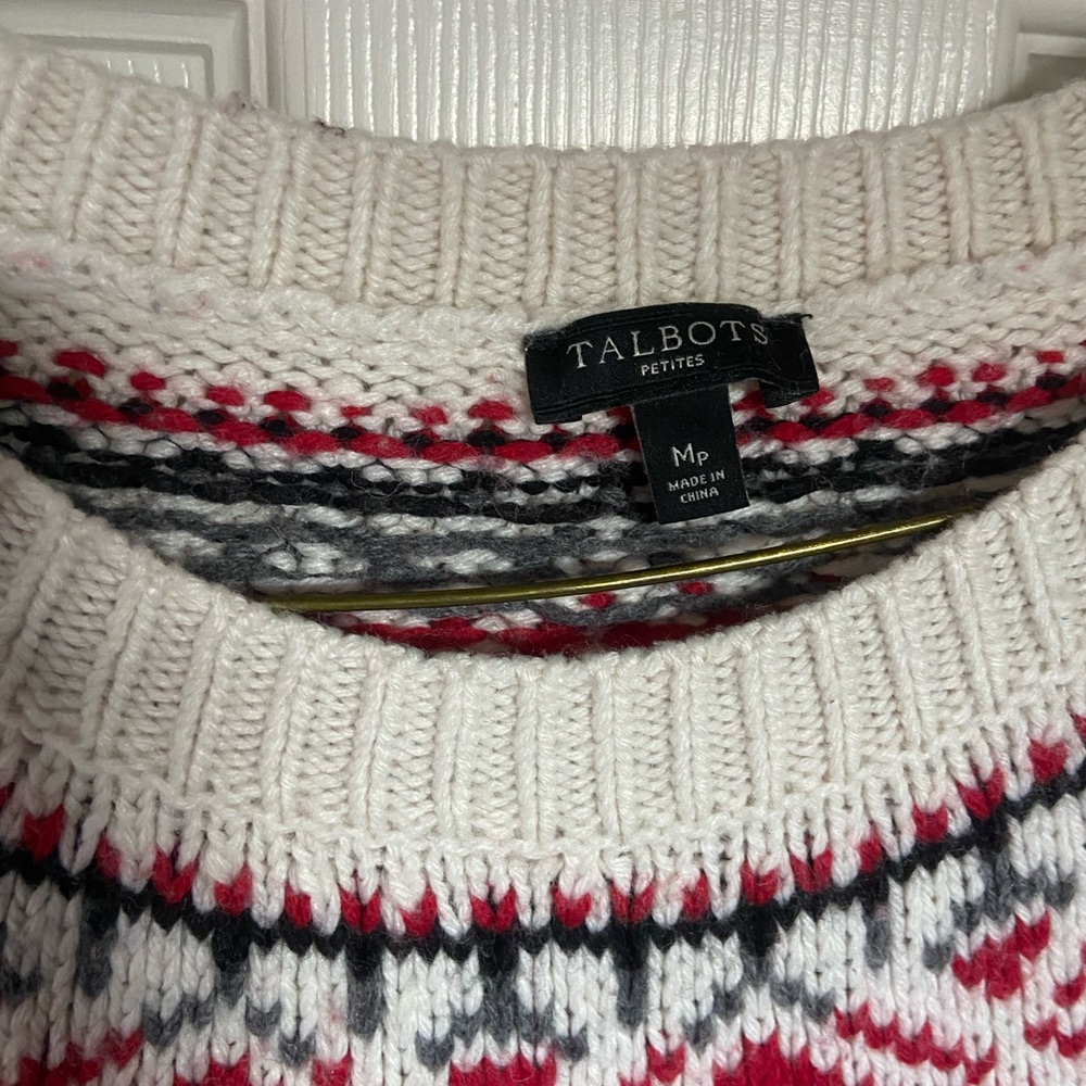 Talbots Petites Cream Fair Isle Pullover Sweater – Size MP - Picture 3 of 3